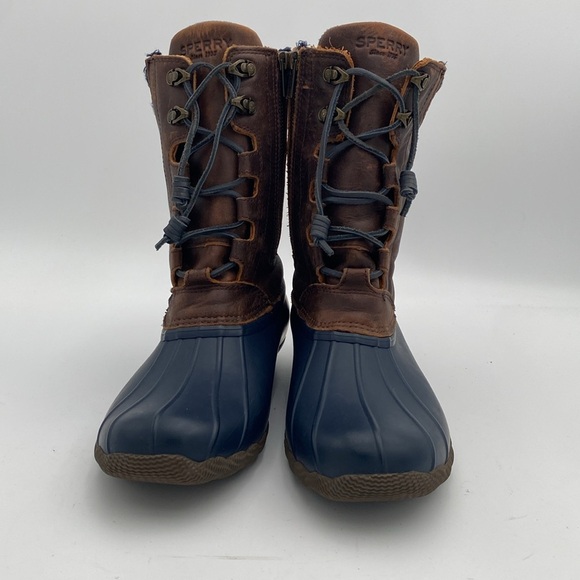Sperry saltwater duck boots women 9M waterproof Dark Brown Navy rain snow casual - Picture 4 of 14